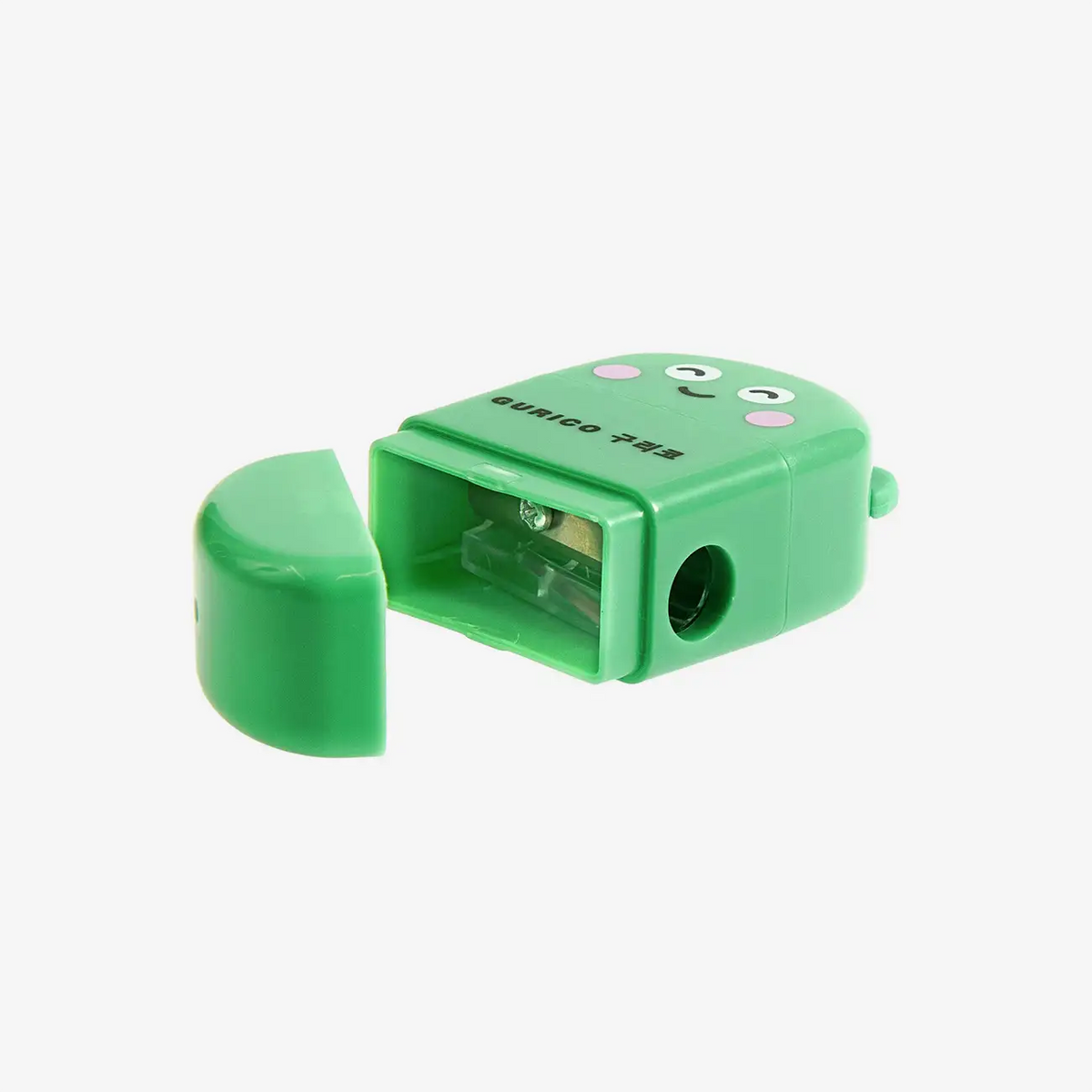 Rico-Design-Radiergummi-mit-Anspitzer-Frosch-32x18x51mm-Produktansicht-geoeffnet-Spitzer