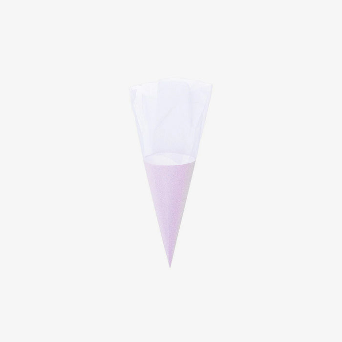 Schultüte  / Zuckertüte / Rohling / mit Tüllverschluss und Glitter / 20cm / violett