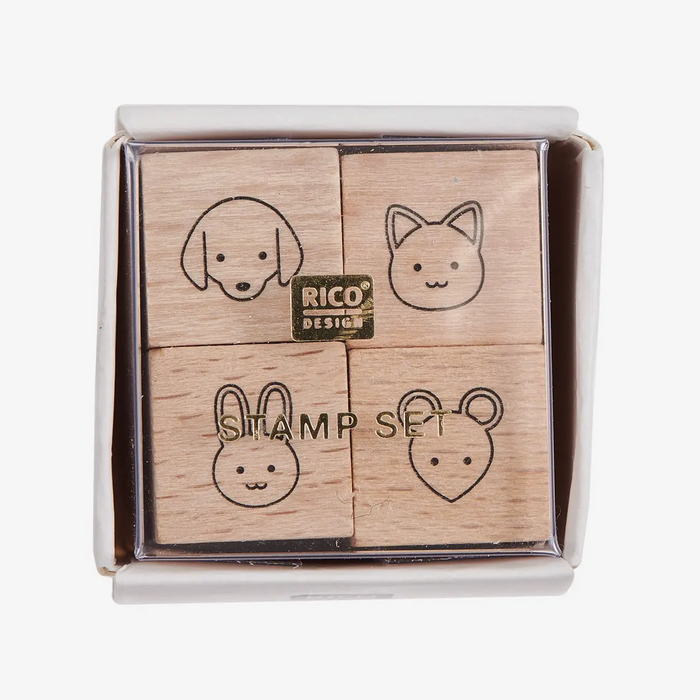 Rico-design-Mini-Stempelset-Tiere-3x3x3cm-4Stueck-Produktansicht-in-Verpackung-mit-Deckel