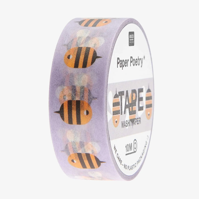 Washi Tape / Bienen lila / 1,5cm x 10m