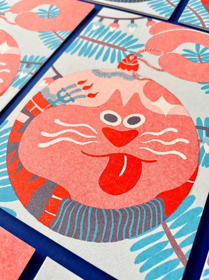 Riso-Klapp-grusskarte-mit-Umschlag-YUK-FUN-WeihnachtsKugel-KAtzen-Format-A6-Produktansicht-Details-1