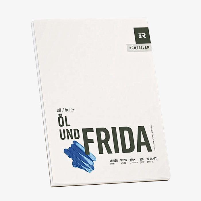 Roemerturm_Oel_FRIDA-Oelmalblock-Verschiedene-Groessen-230grm-20Blatt-Leinenstrucktur-Weiss-Produktansicht-cover-vorn