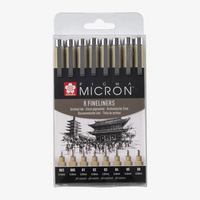 Sakura-Micron-Set-8-Finelinern-Farbe-Schwarz-Strichstaerke-005-003-01-02-03-04-05-08-Produktansicht-in-Verpackung
