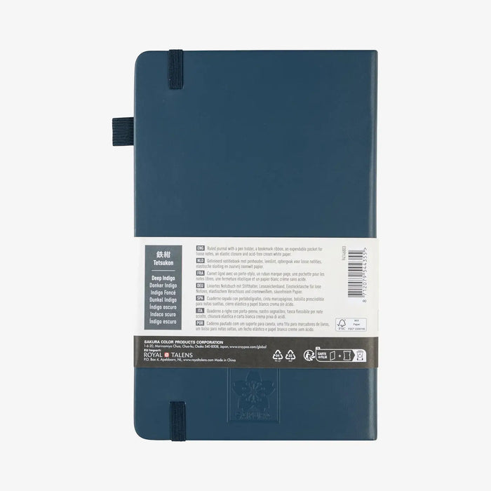 Sakura-Notizbuch-Liniert-140g-80Blatt-cover-Indigo-blau-Format-13x21cm-Cover-hinten-Produktansicht