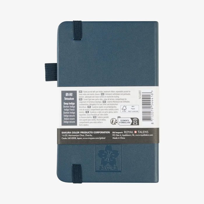 Sakura-Notizbuch-Liniert-140g-80Blatt-cover-Indigo-blau-Format-9x14cm-Cover-hinten-Produktansicht