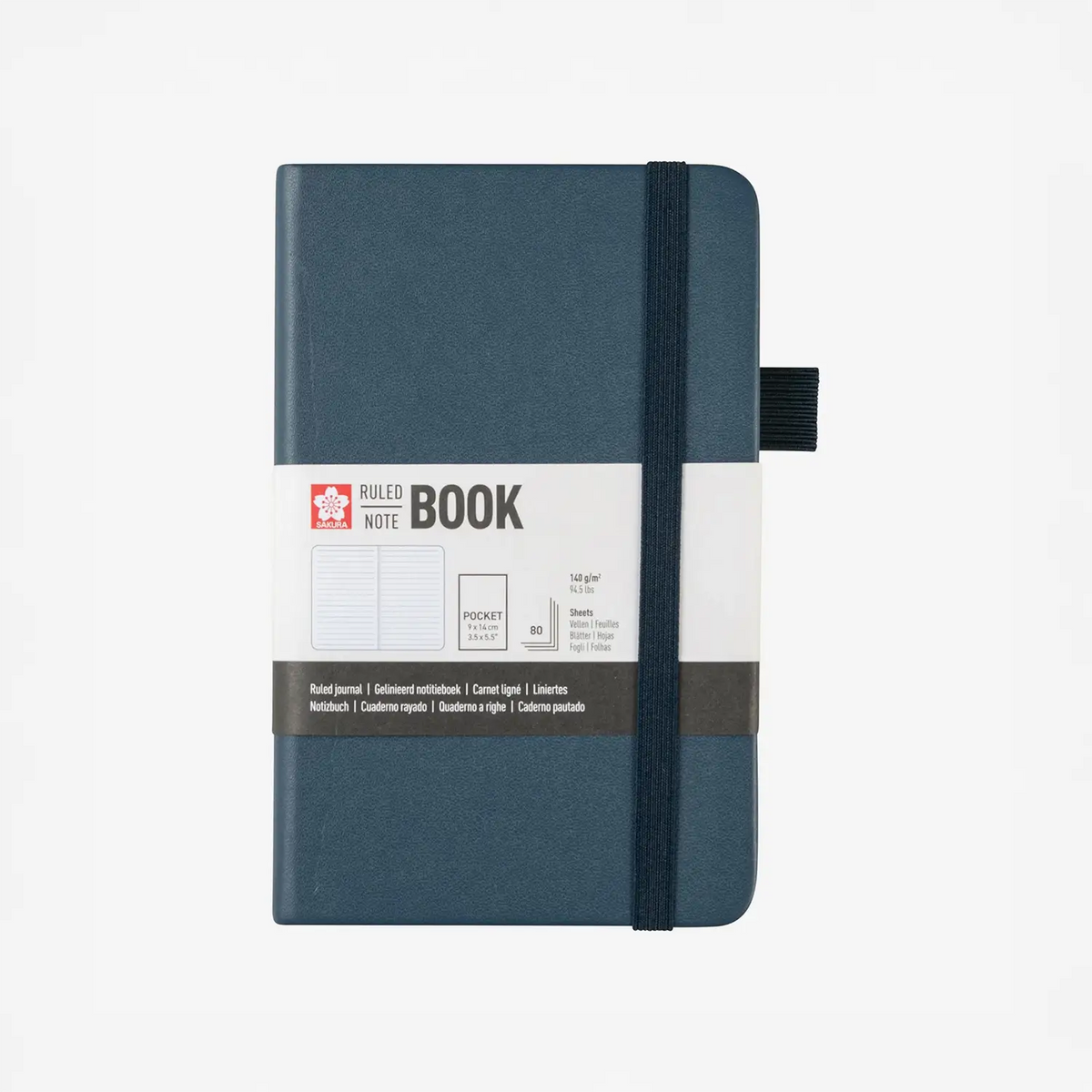 Sakura-Notizbuch-Liniert-140g-80Blatt-cover-Indigo-blau-Format-9x14cm-Cover-vorn-Produktansicht