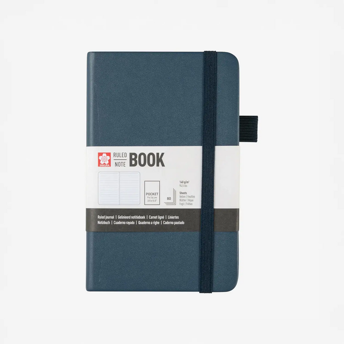 Sakura-Notizbuch-Liniert-140g-80Blatt-cover-Indigo-blau-Format-9x14cm-Cover-vorn-Produktansicht