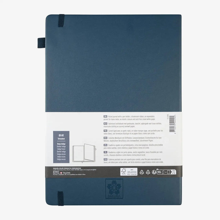 Sakura-Notizbuch-Liniert-140g-80Blatt-cover-Indigo-blau-Format-A4-Cover-hinten-Produktansicht