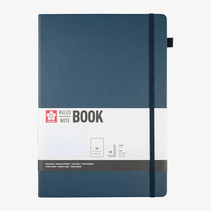 Sakura-Notizbuch-Liniert-140g-80Blatt-cover-Indigo-blau-Format-A4-Cover-vorn-Produktansicht