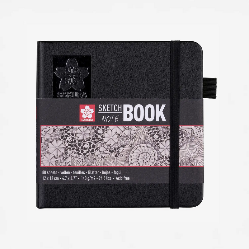 Sakura-Notizbuch-blanko-140g-80Blatt-cover-black-Format-12x12cm-Cover-vorn-Produktansicht