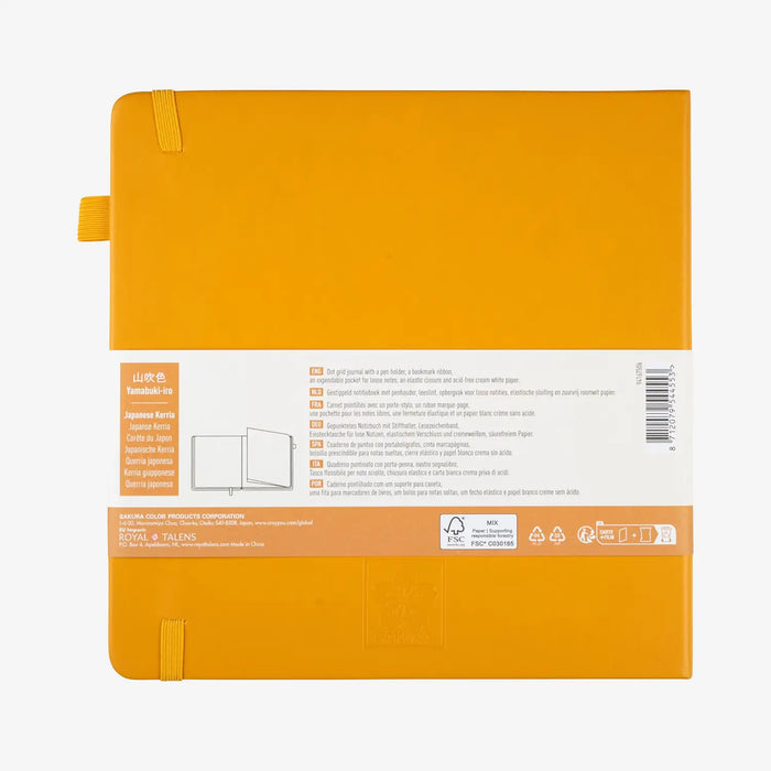 Sakura-Notizbuch-dotted-140g-80Blatt-cover-Japanische-Kerria-Format-20x20cm-Cover-hinten-Produktansicht