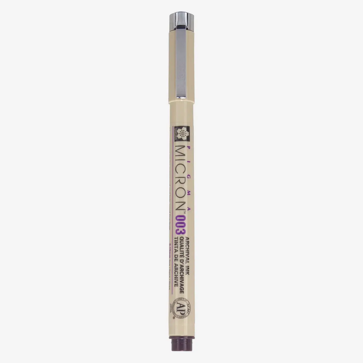 Sakura-Pigma-Micron-003-Fineliner-Schwarz-Stift-mit-Stiftekappe-Produktansicht