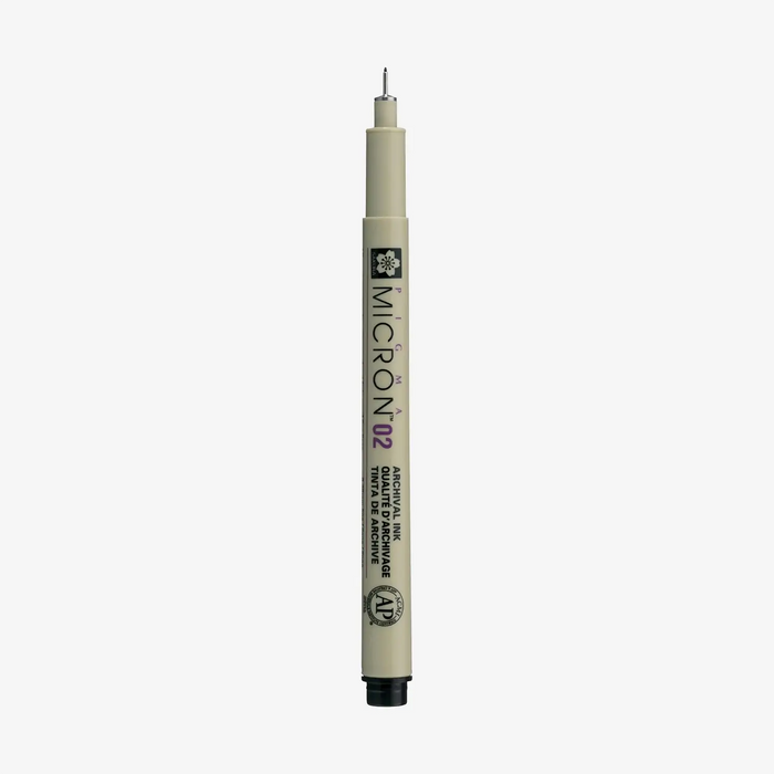 Sakura-Pigma-Micron-02-Fineliner-Schwarz-Stift-offen-Produktansicht