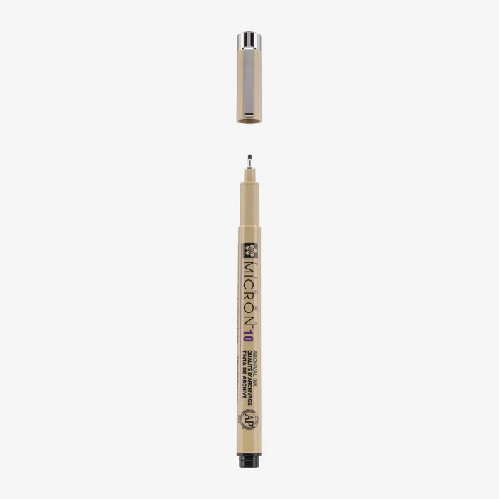 Sakura-Pigma-Micron-10-Fineliner-Schwarz-Stift-offen-Produktansicht