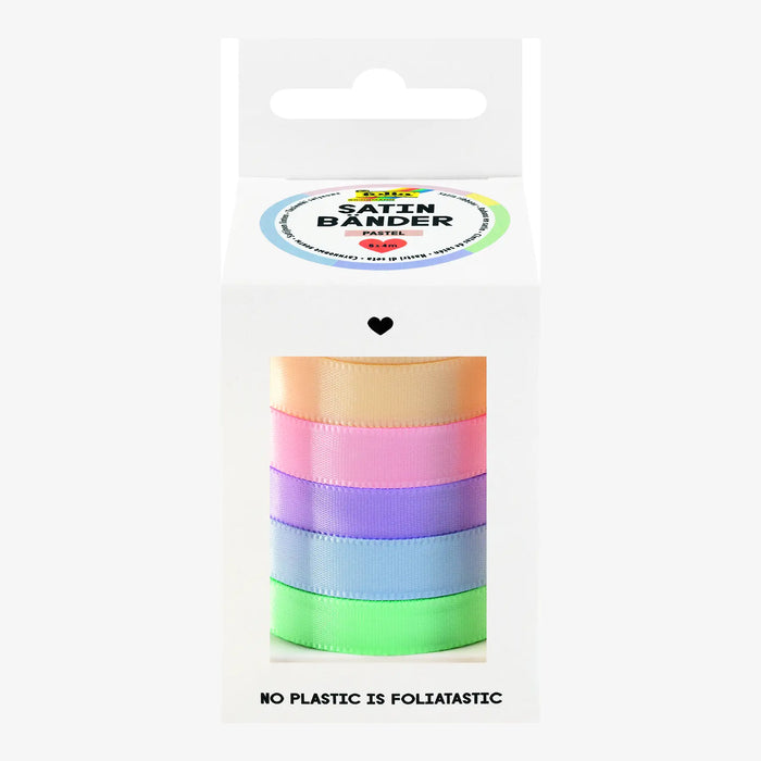 Satinbänder Pastell / 5 Farben sortiert / 10mm x 4 Meter