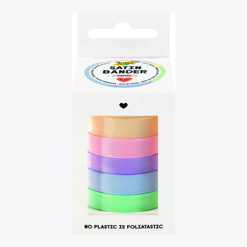 Satinbänder Pastell / 5 Farben sortiert / 10mm x 4 Meter