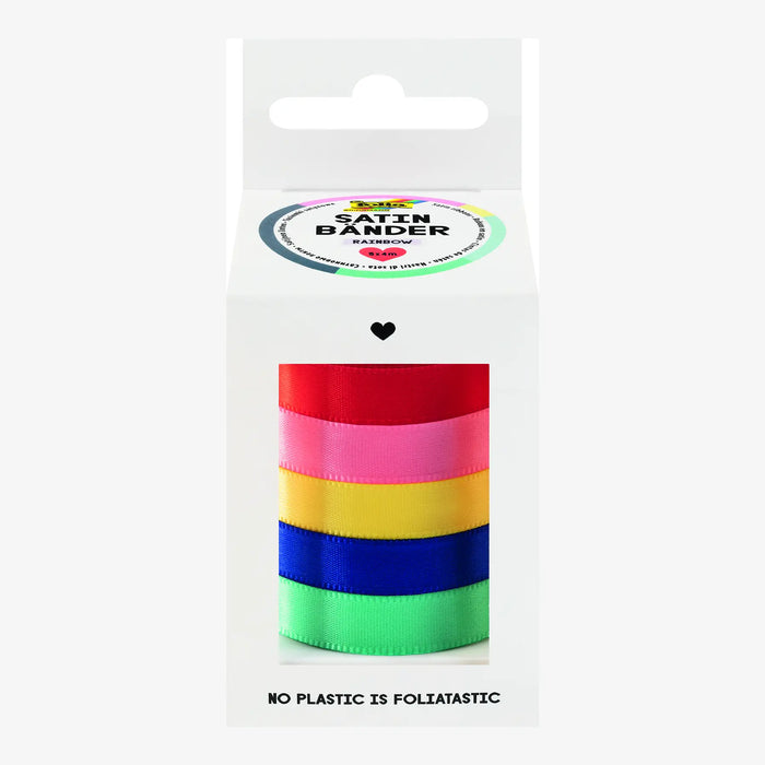 Satinbänder Rainbow / 5 Farben sortiert / 10mm x 4 Meter