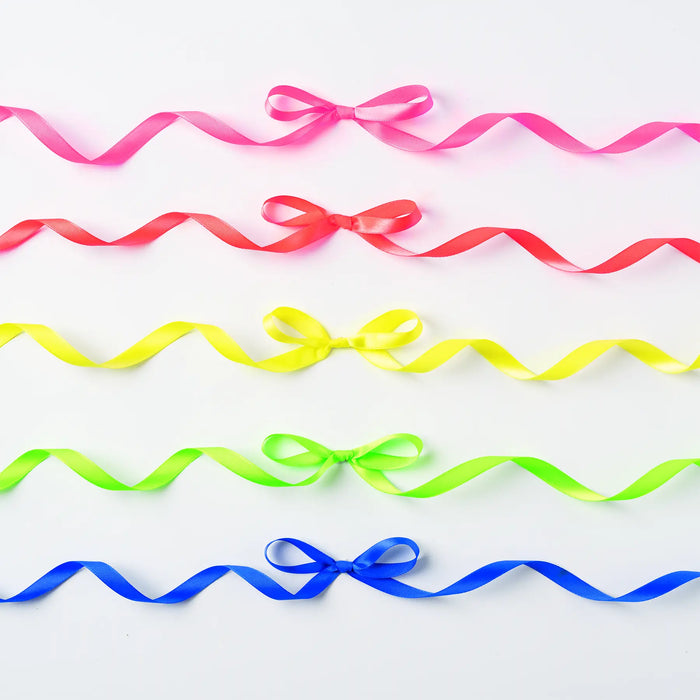 Satinbänder Neon / 5 Farben sortiert / 10mm x 4 Meter