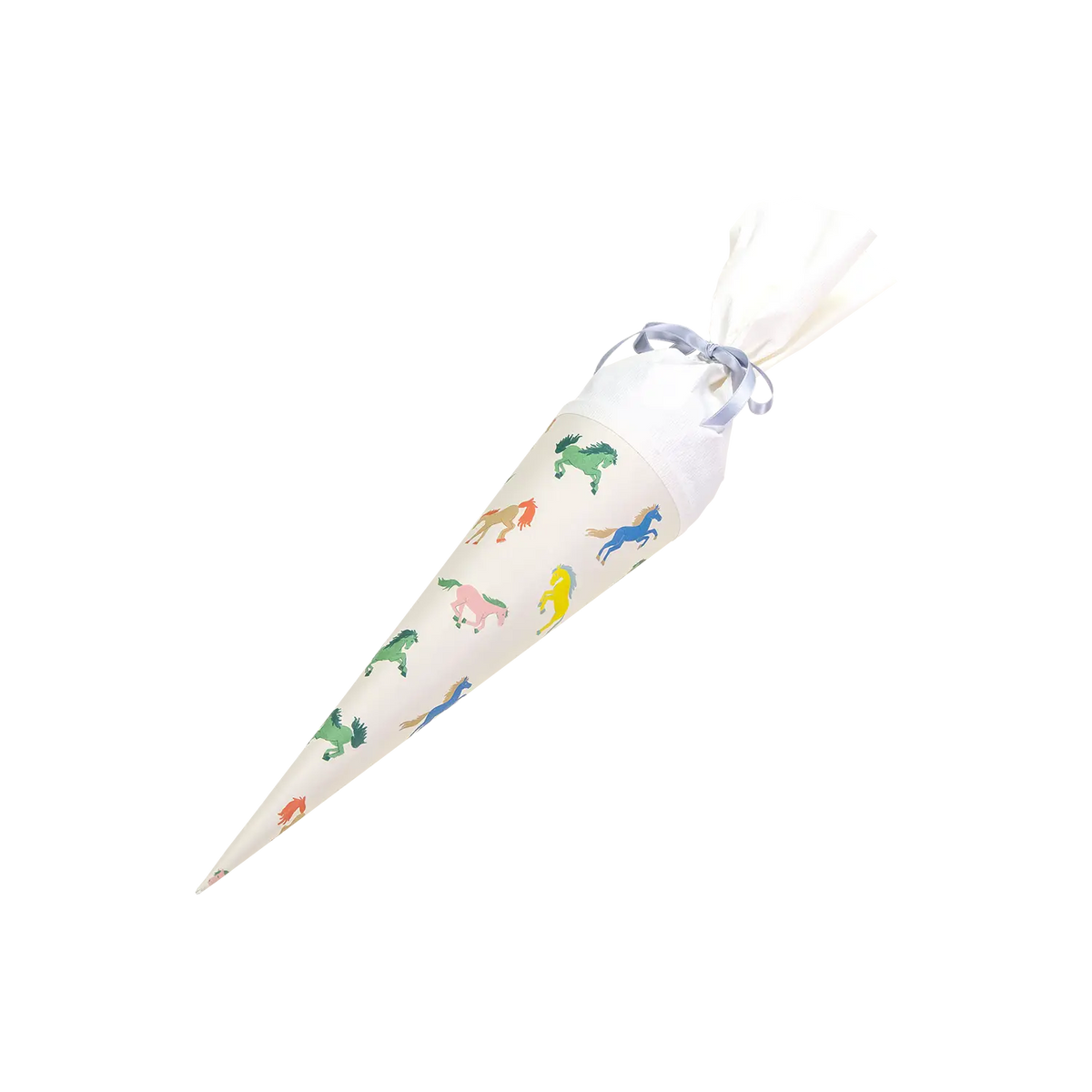 Schultuete-35cm-Pferde-bunt-handgemalt-mit-weißer-tülle-und-satinband-1