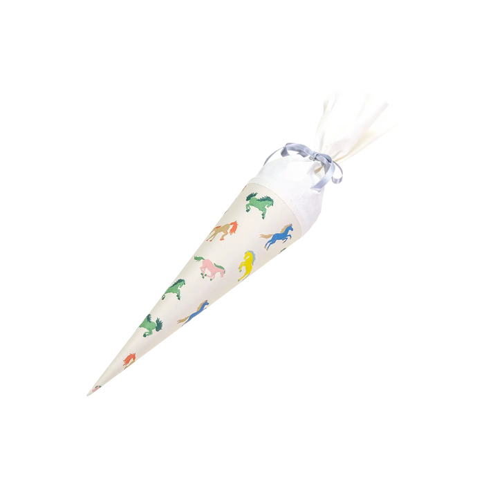Schultuete-35cm-Pferde-bunt-handgemalt-mit-weißer-tülle-und-satinband-1