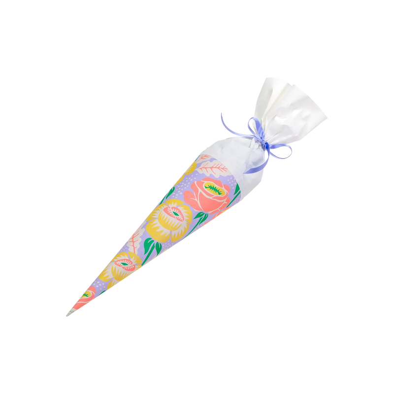 Schultuete-35cm-Blütten- neon-mit-weißer-tülle-und-satinband-1