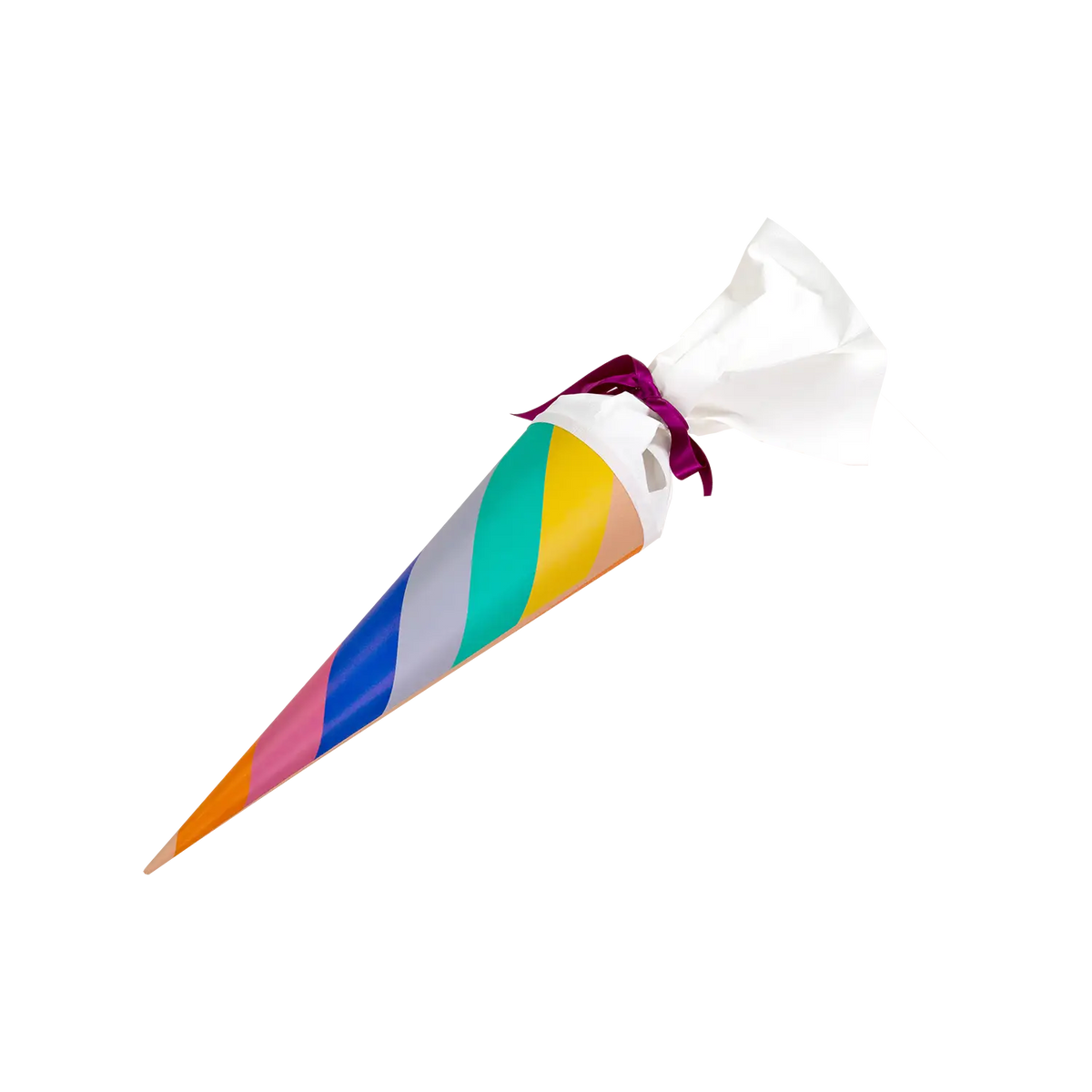 Schultuete-35cm-Streifen no2-mit-weißer-tülle-und-satinband-1