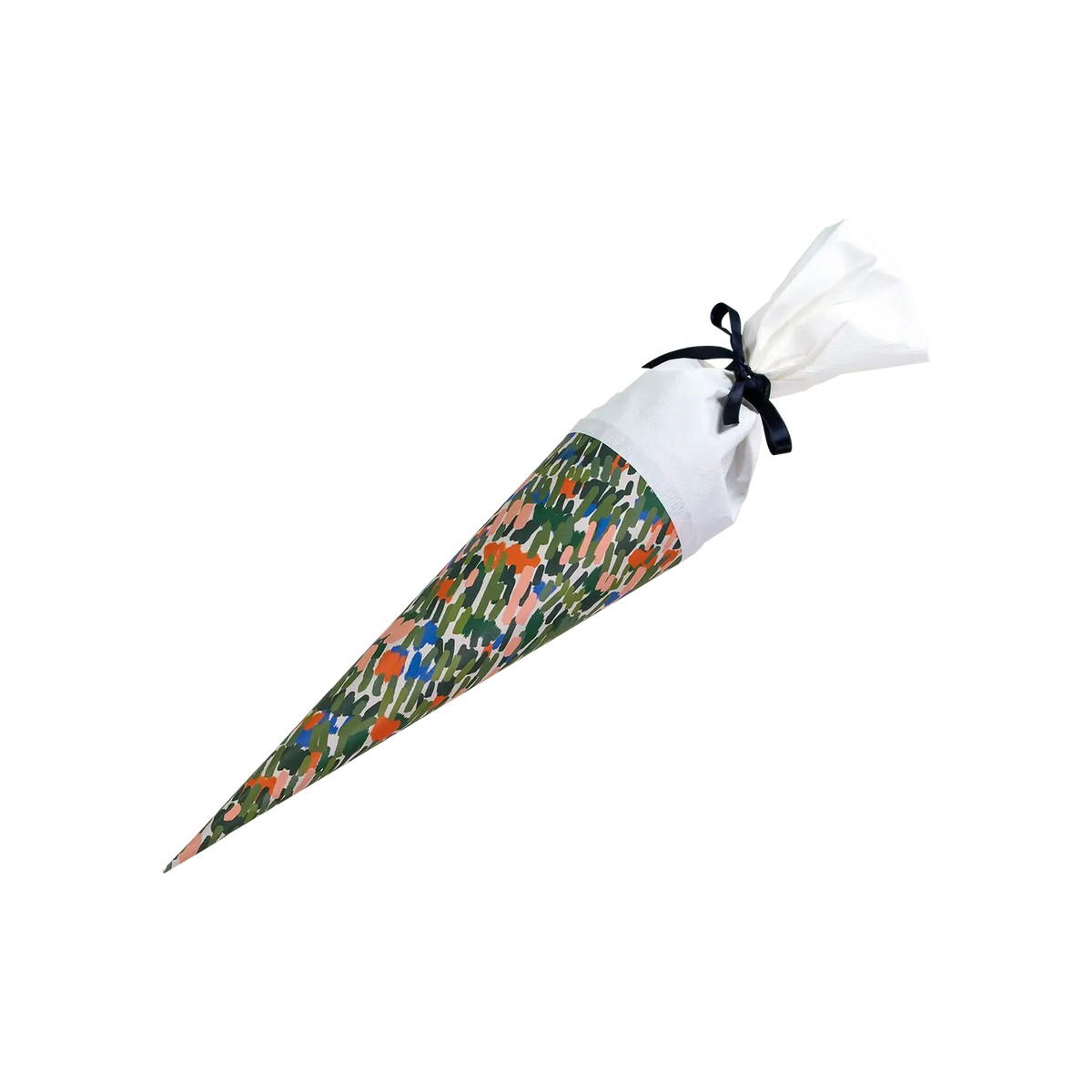 Schultuete-35cm-wiese-abstrakt-mit-weißer-tülle-und-satinband-1
