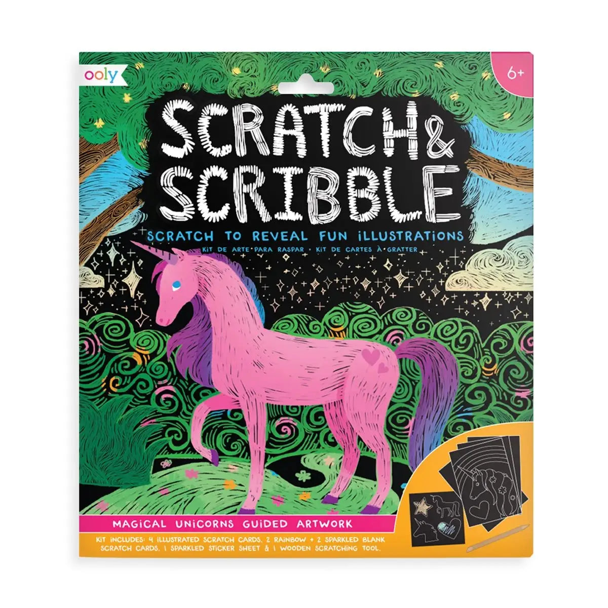 Scratch & Scribble / Magisches Einhörner-Bastelset / zum Selbermachen für Kinder