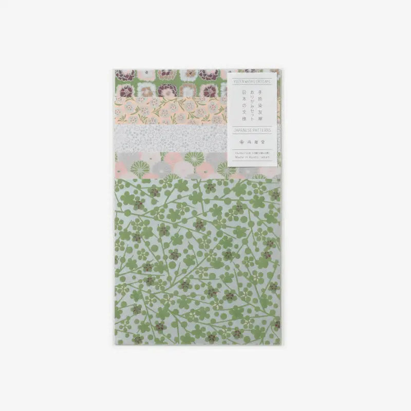 Shogado-Origami-Set-Flower-1-10Blaetter-5Motive-x2-Origam-iaus-Yuzen-Papier-Format-15cm-x-15cm-verpackung-von-vorn