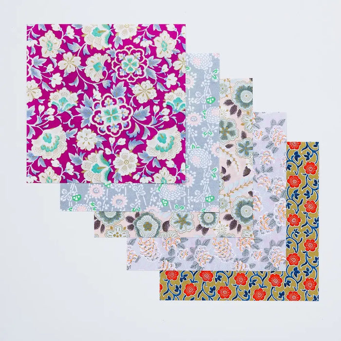 Shogado-Origami-Set-GARDEN-PINK-10Blaetter-5Motive-x2-Origam-iaus-Yuzen-Papier-Format-15cm-x-15cm-Inhalt