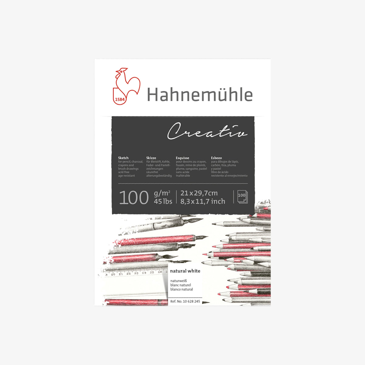 Skizzenblock-100grm-Hahnemuehle-Creative-100blatt-A4-Cover-Front-Produktansicht