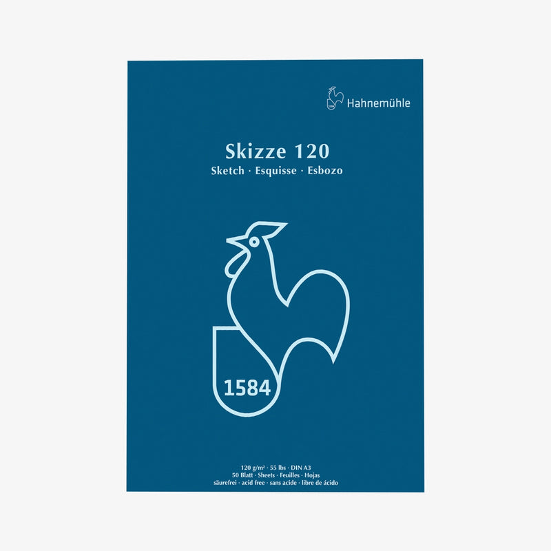 Skizzenblock-120grm-Hahnemuehle-Skizze120-50blatt-A3-Cover-Front-Produktansicht
