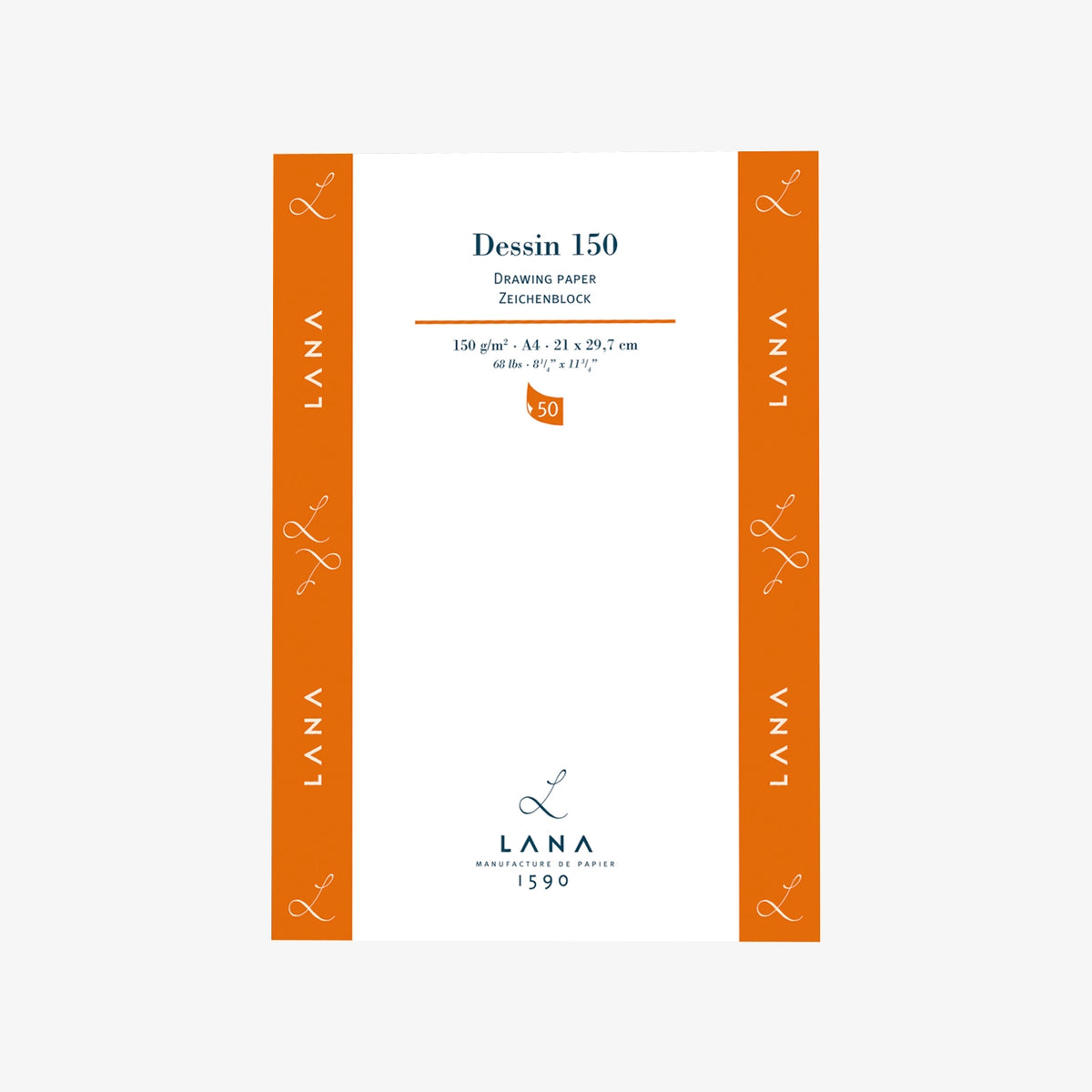 Skizzenblock-150grm-Lana-Dessin-50blatt-A4-Cover-Front-Produktansicht
