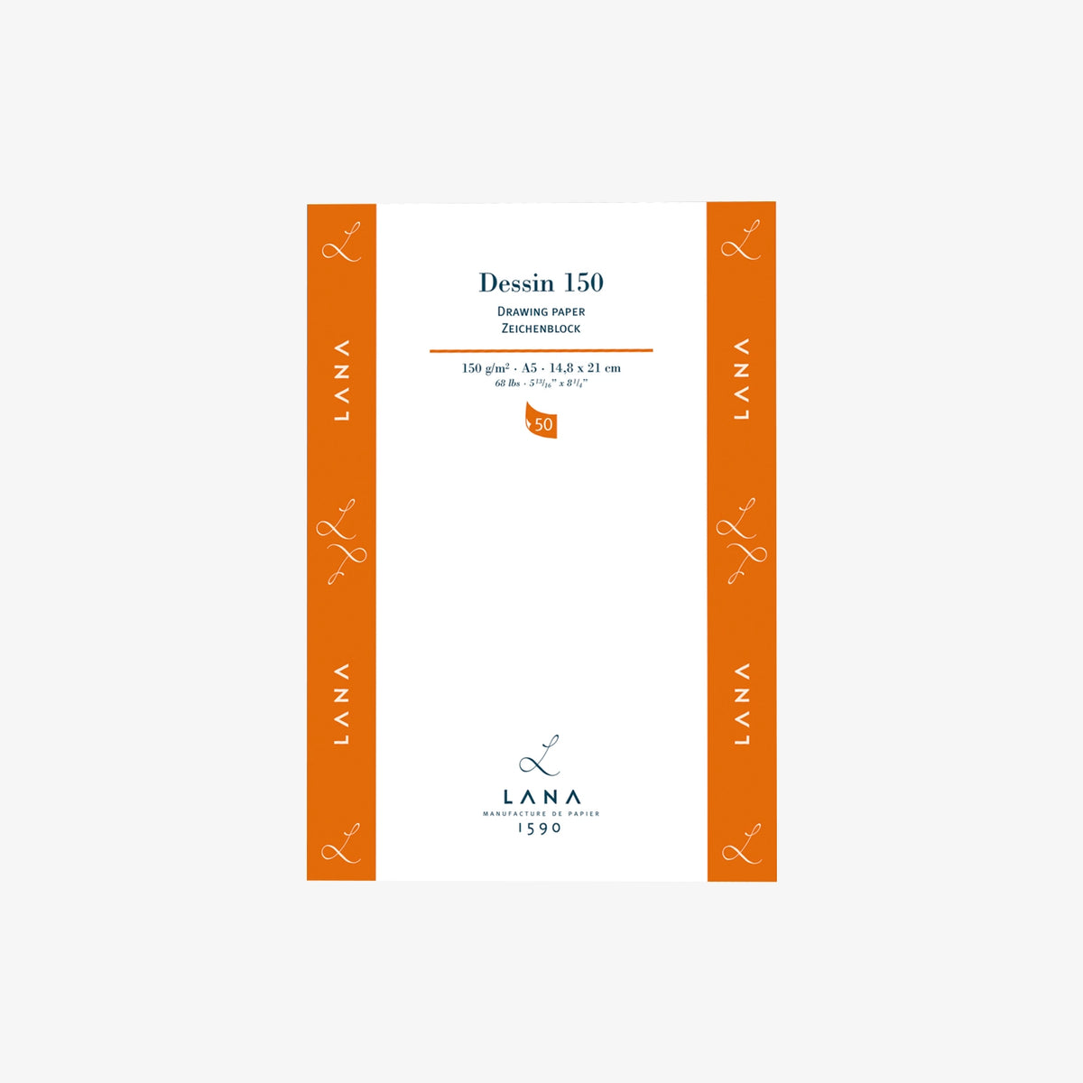 Skizzenblock-150grm-Lana-Dessin-50blatt-A5-Cover-Front-Produktansicht