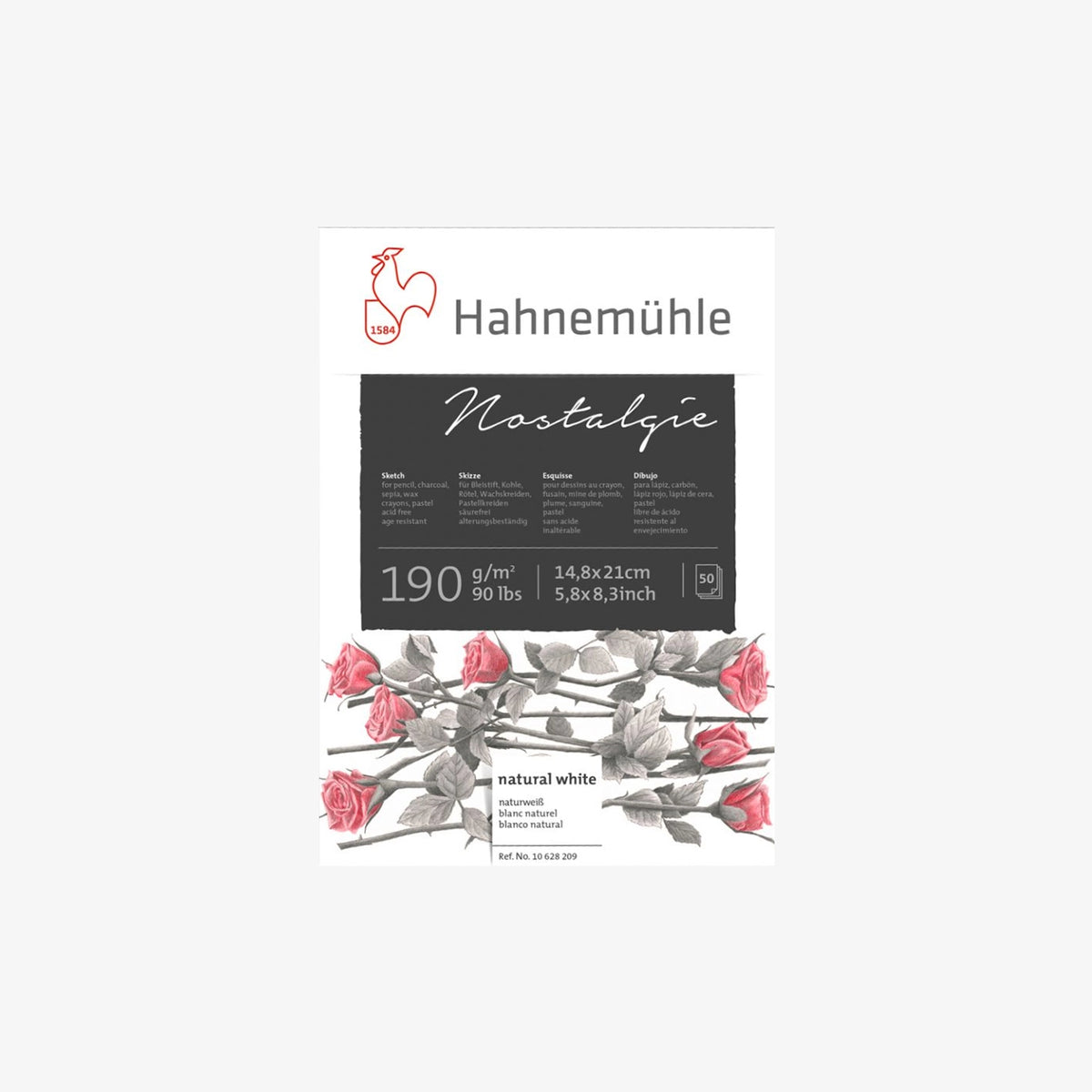 Skizzenblock-190grm-Hahnemuehle-Nostalgie-50blatt-A5-Cover-Front-Produktansicht_