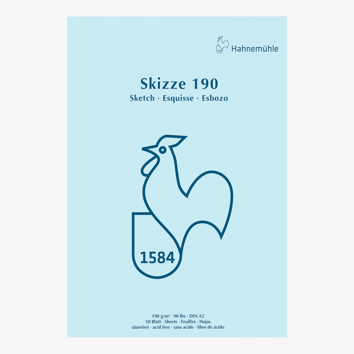 Skizzenblock-190grm-Hahnemuehle-Skizze190-50blatt-A2-Cover-Front-Produktansicht