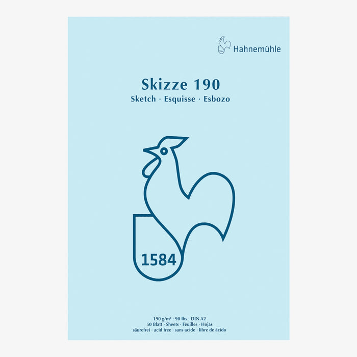 Skizzenblock-190grm-Hahnemuehle-Skizze190-50blatt-A2-Cover-Front-Produktansicht