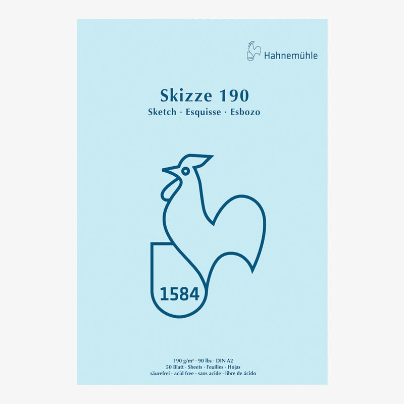 Skizzenblock-190grm-Hahnemuehle-Skizze190-50blatt-A2-Cover-Front-Produktansicht