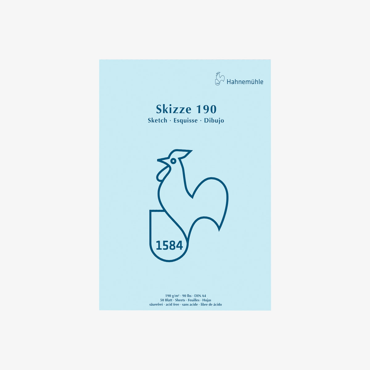 Skizzenblock-190grm-Hahnemuehle-Skizze190-50blatt-A4-Cover-Front-Produktansicht