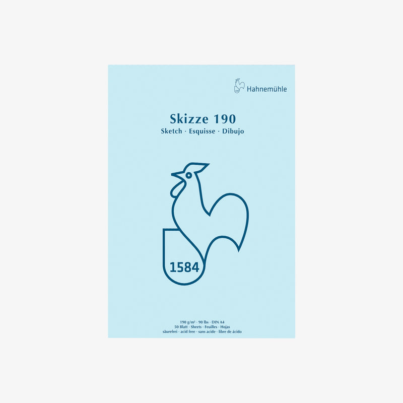 Skizzenblock-190grm-Hahnemuehle-Skizze190-50blatt-A4-Cover-Front-Produktansicht