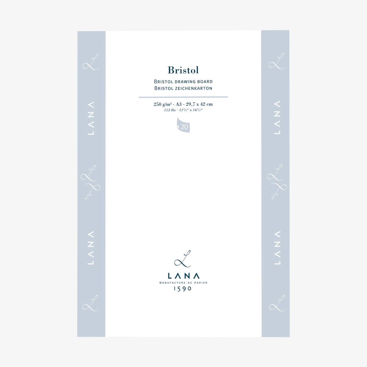 Skizzenblock-250grm-Lana-Bristol-20blatt-A3-Cover-Front-Produktansicht