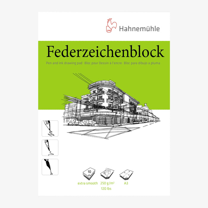 Skizzenblock-Federzeichenblock-HAhnemuehle-_250grm_-Naturweiss-_extrem-_glatt-10-Blatt-A3-Produktansicht-cover-vorn