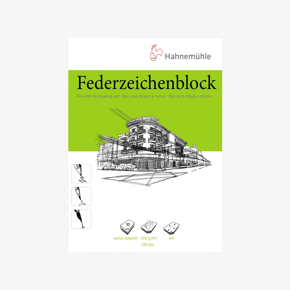 Skizzenblock-Federzeichenblock-HAhnemuehle-_250grm_-Naturweiss-_extrem-_glatt-10-Blatt-A4-Produktansicht-cover-vorn