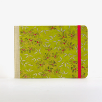 Skizzenbuch / 192 Seiten / fadengeheftet / Querformat / Chiyogami-Botanisch-grün-silber-gold