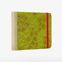 Skizzenbuch / 192 Seiten / fadengeheftet / Querformat / Chiyogami-Botanisch-grün-silber-gold