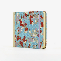 Skizzenbuch / 192 Seiten / fadengeheftet / Querformat / Chiyogami-Floral-Blüten-bunt-Haifischhaut-blau