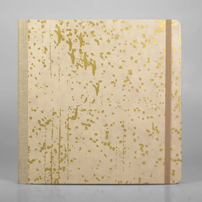 Skizzenbuch / Sketchbook / 21x21cm / 96 Blatt / Blanko / Lokta Schneefall natur gold