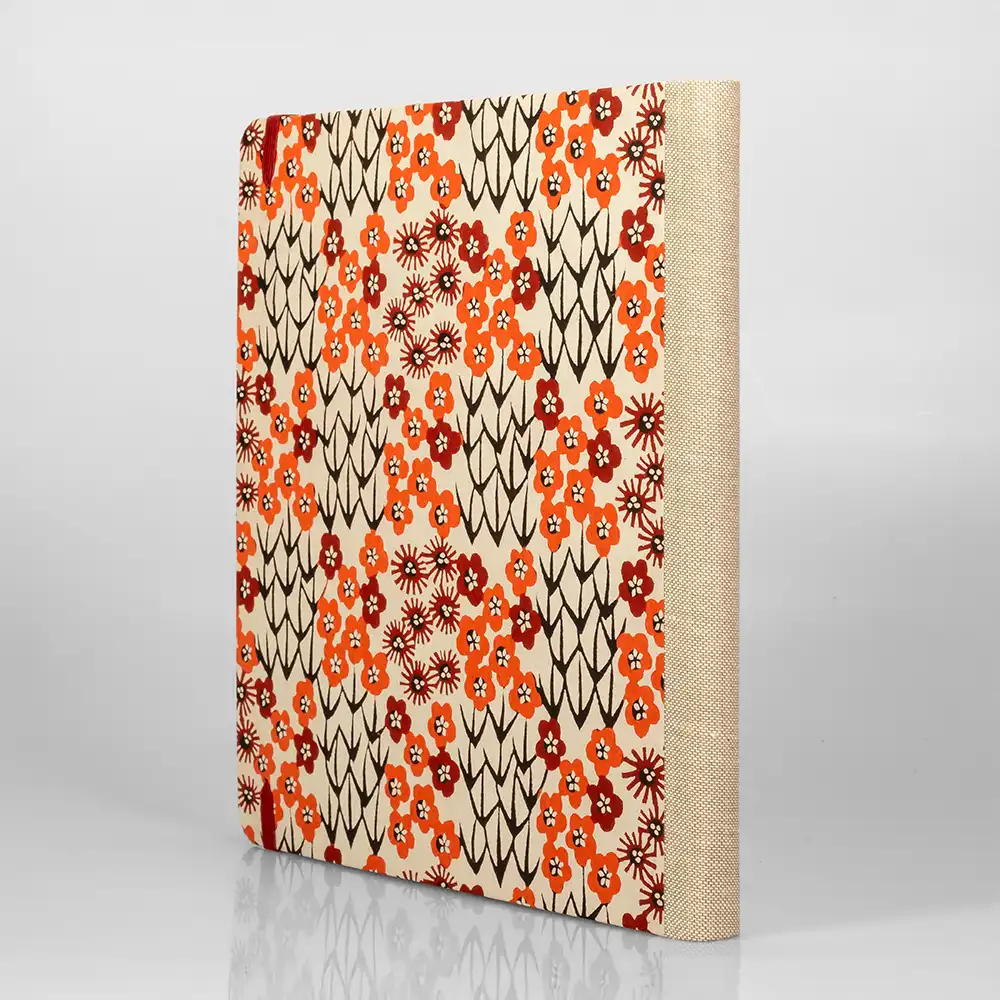 Skizzenbuch / Sketchbook / 21x21cm / 96 Blatt / Blanko / Blumenranken orange rot