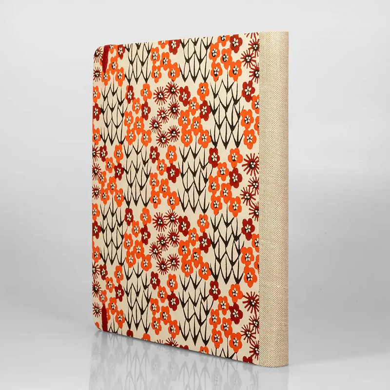 Skizzenbuch / Sketchbook / 21x21cm / 96 Blatt / Blanko / Blumenranken orange rot