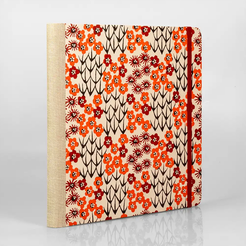 Skizzenbuch / Sketchbook / 21x21cm / 96 Blatt / Blanko / Blumenranken orange rot